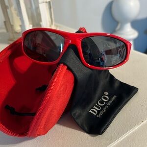 DUCO Designer Glasses Sports Sunglasses Red Kids New
